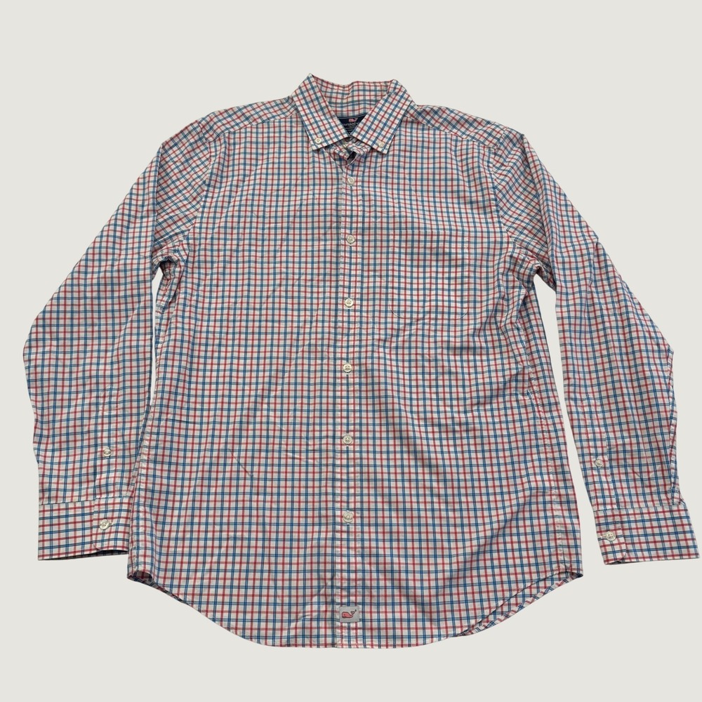 Vineyard Vines Men's M Classic Fit Murray Shirt Red Blue Check 100% Cotton